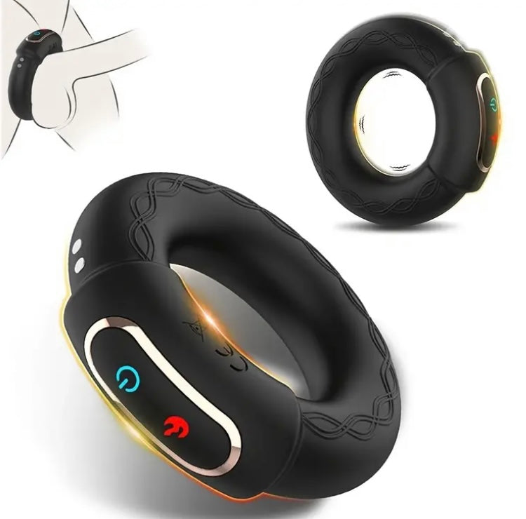 Anillo Vibratorio para Pene de 10 Modos con Calentamiento - Masturbador Masculino Recargable e Impermeable para Parejas - Juguete Sexual con Batería de Litio para Mayor Placer