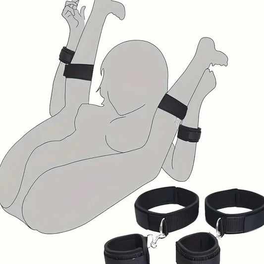 Conjunto de ataduras BDSM para parejas - Sujeciones ajustables para muslos y muñecas para juegos íntimos y exploración erótica.